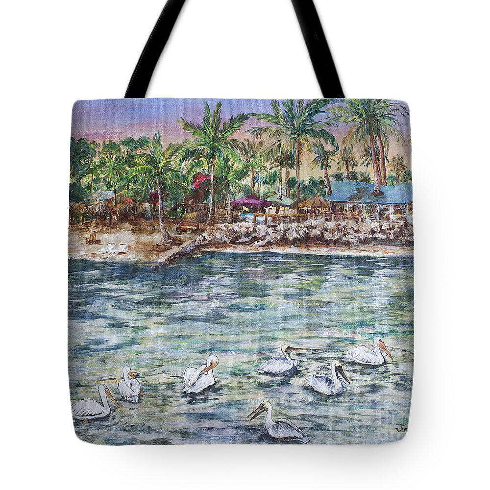 Pelican Tote Bag featuring the painting Pelican Medley by Janis Lee Colon
