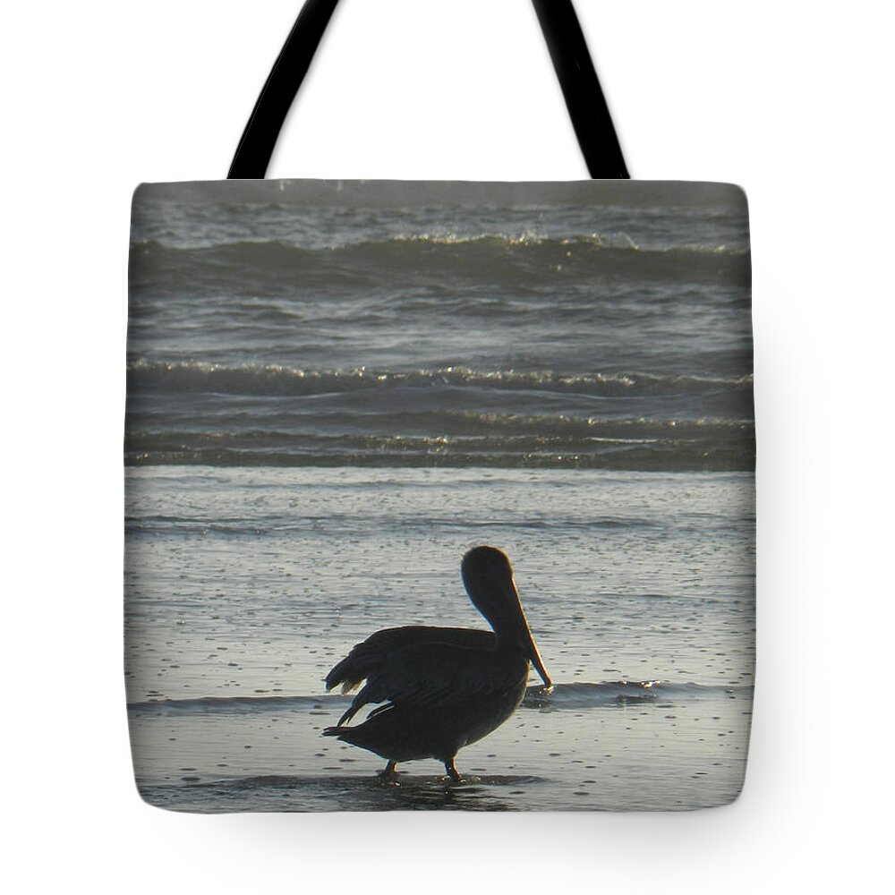 Seashore Tote Bag featuring the photograph Pelican Silhouette by Deborah Ferree