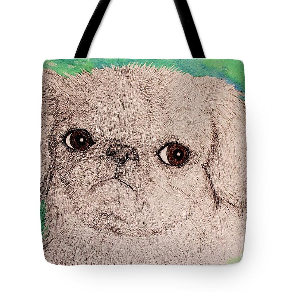 Pug Tote Bag featuring the painting Pen and Ink Pug by Melinda Etzold