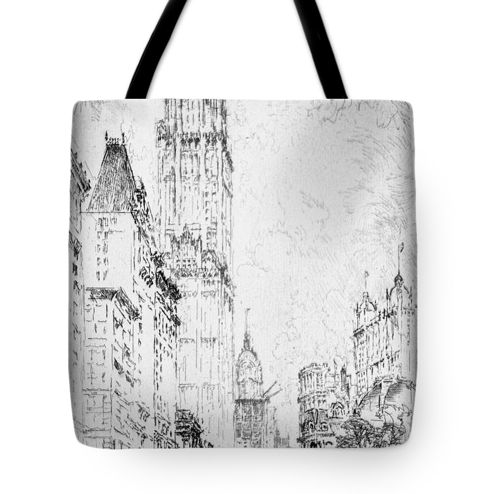 1916 Tote Bag featuring the painting Pennell Woolworth, 1916 by Granger