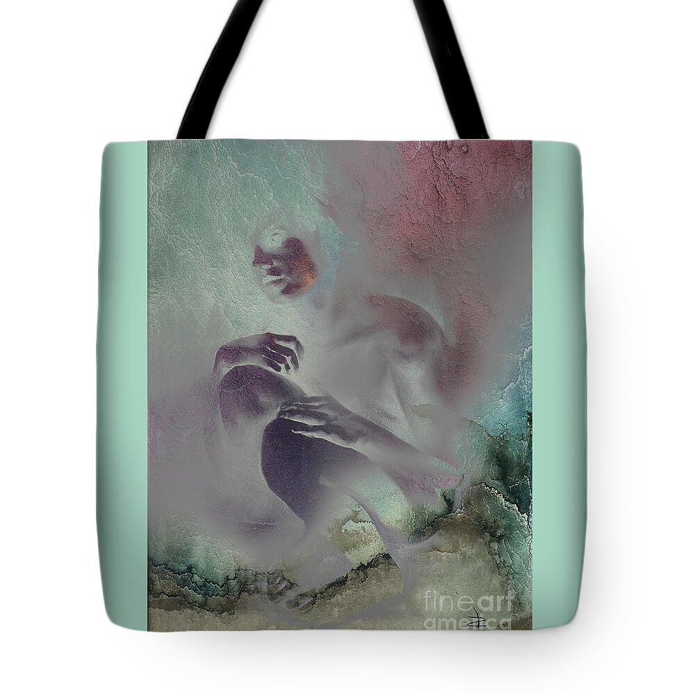 Figurative Tote Bag featuring the digital art Pensive with texture 2 by Paul Davenport