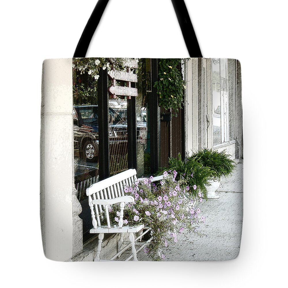 Paris Tote Bag featuring the photograph Pentunia Bench by Lee Owenby