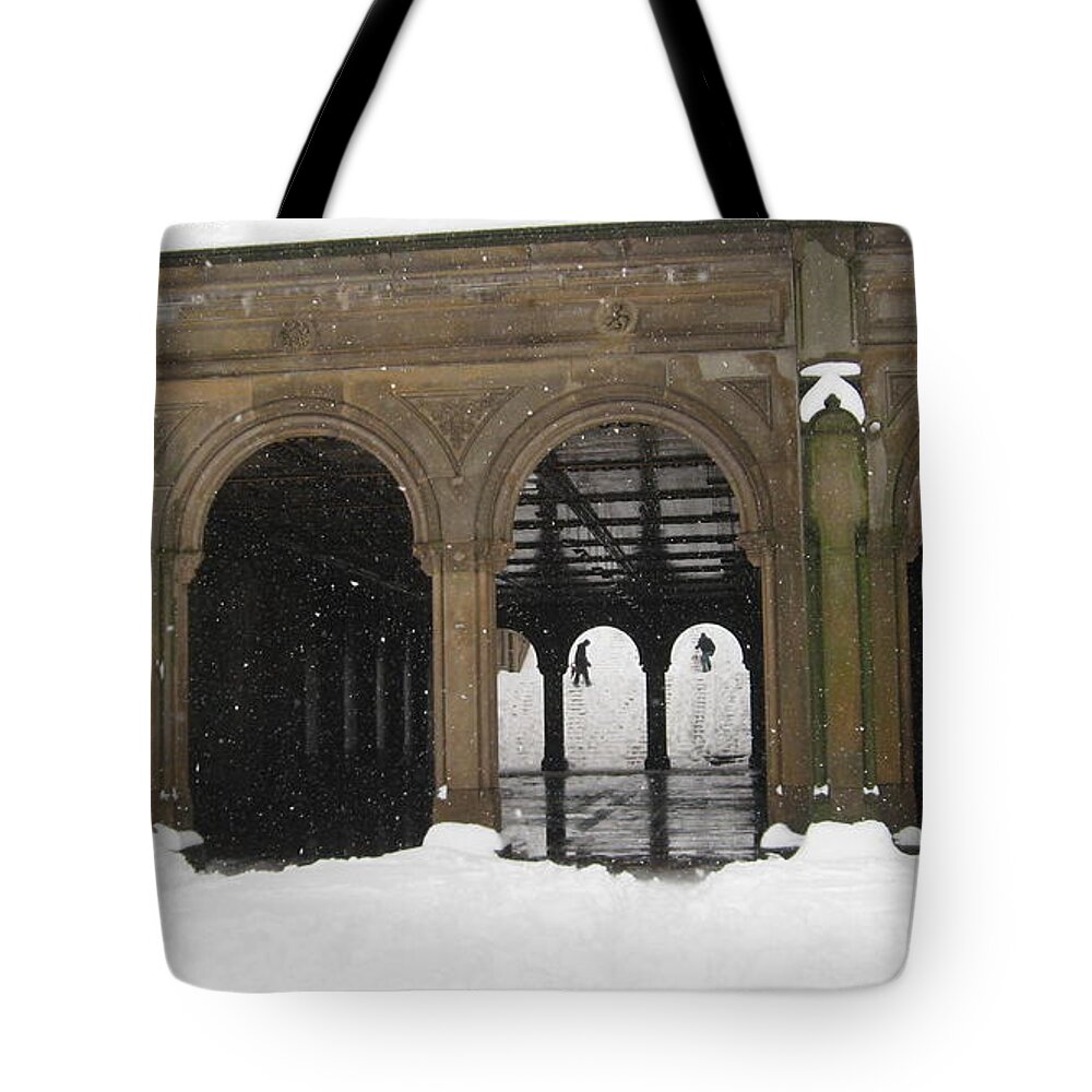 72nd Street In Central Park Tote Bag featuring the photograph People on the other side by Catie Canetti