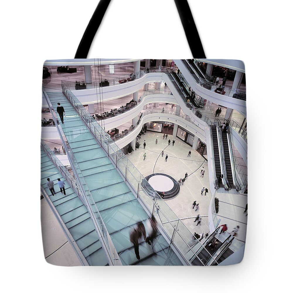 Steps Tote Bag featuring the photograph People Shopping At Luxury Shopping Mall by Eschcollection
