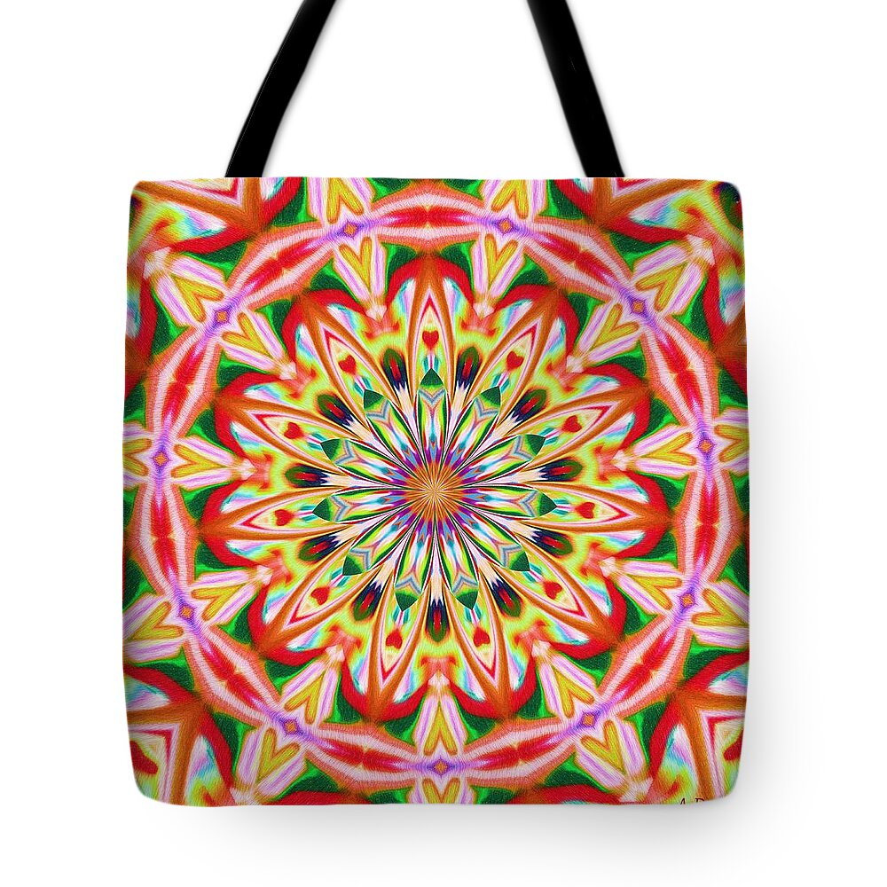 Peppermint Tote Bag featuring the digital art Peppermint Christmas Kaleidoscope by Alec Drake