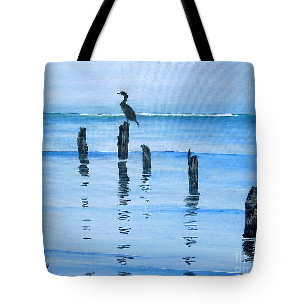 Dusk Tote Bag featuring the painting Perched at Dusk by Marilyn McNish