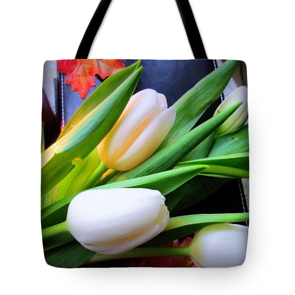 White Tulips Tote Bag featuring the photograph Perfect Love by Kay Novy