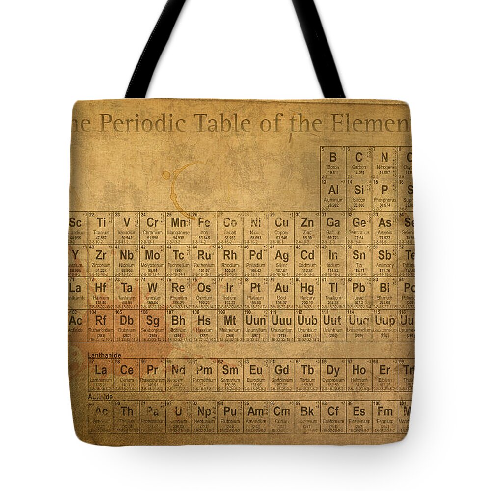 Periodic Tote Bag featuring the mixed media Periodic Table of the Elements by Design Turnpike