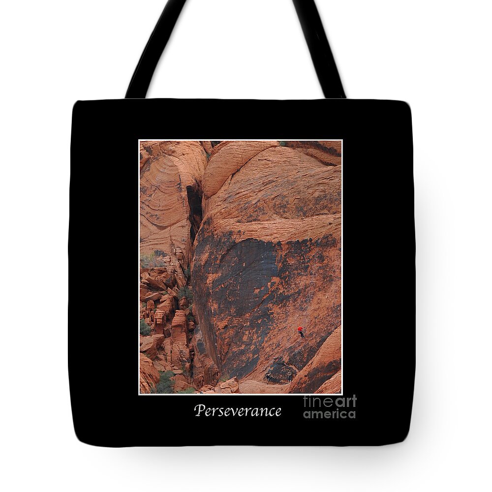 Rock-climbing Tote Bag featuring the photograph Perseverance by Kirt Tisdale