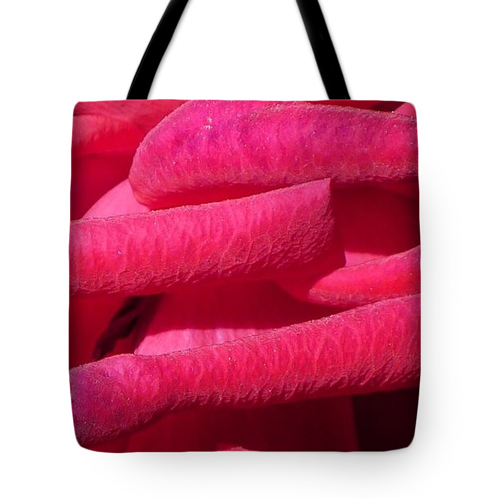 Red Tote Bag featuring the photograph Petals by Nora Boghossian