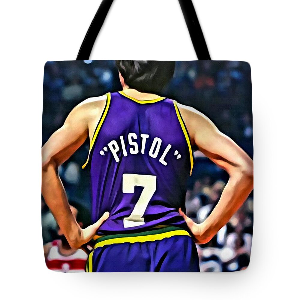 Pete Maravich Tote Bag featuring the painting Pete Maravich by Florian Rodarte