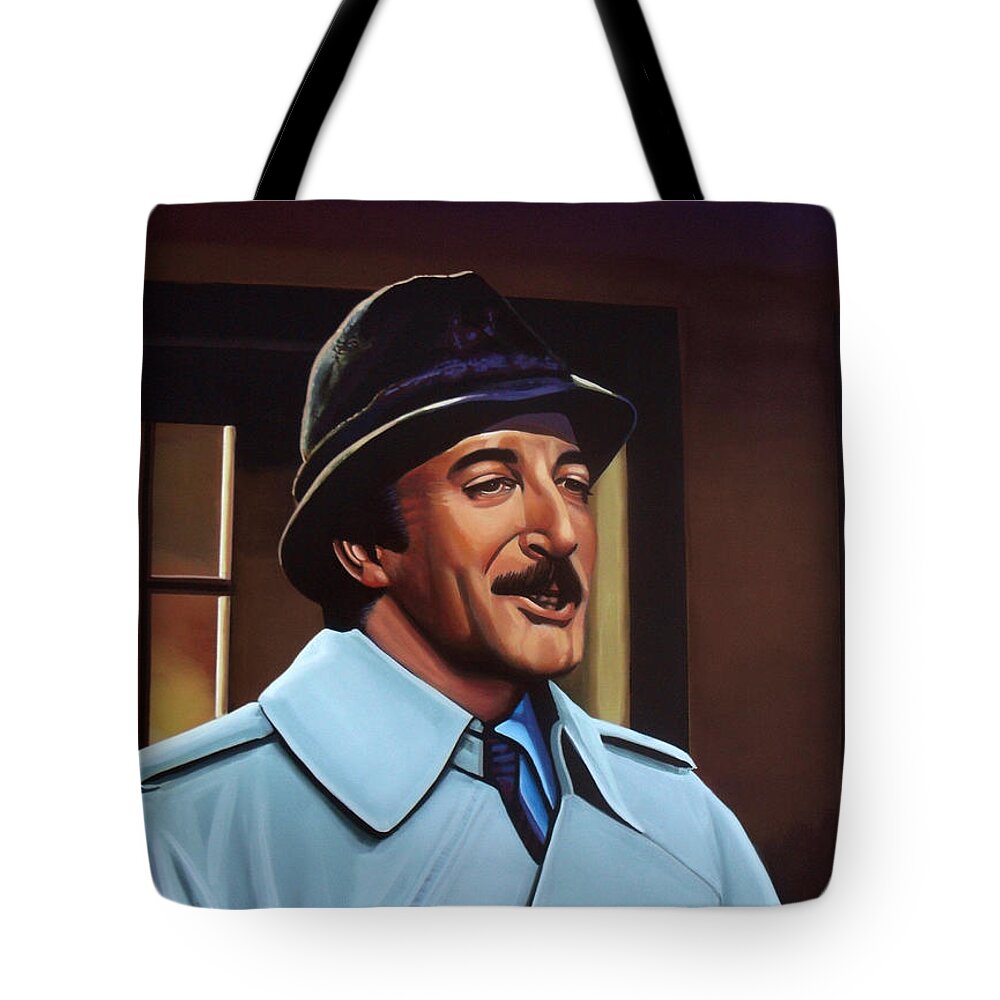 Peter Sellers Tote Bag featuring the painting Peter Sellers as inspector Clouseau by Paul Meijering