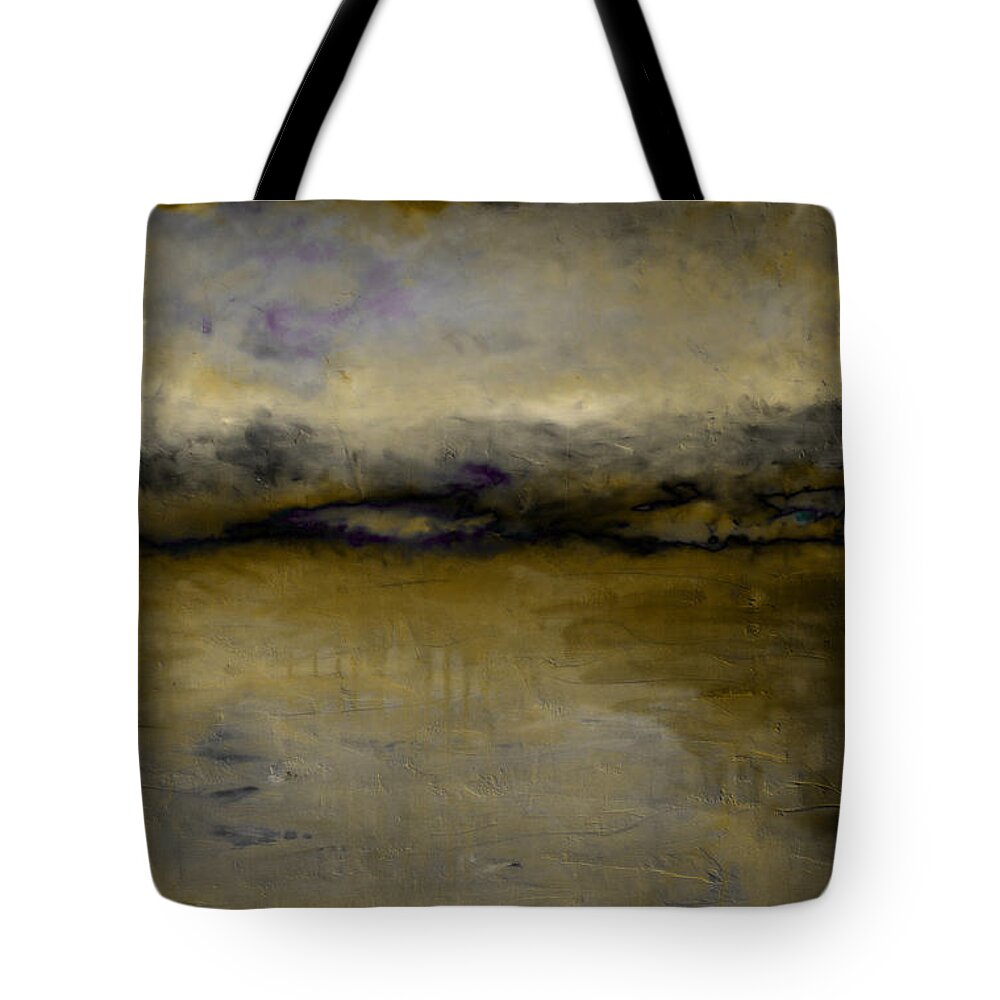 Lake Tote Bag featuring the painting Pewter Skies by Michelle Calkins
