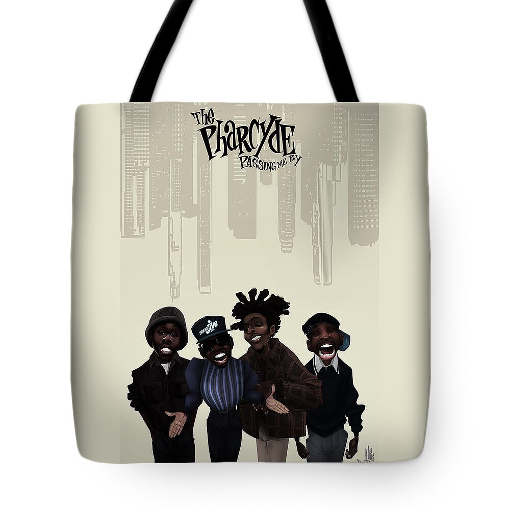 Pharcyde Tote Bag featuring the digital art Pharcyde -passing me by 1 by Nelson dedos Garcia