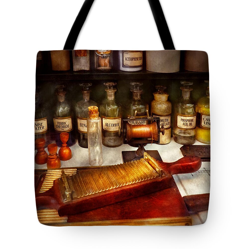 Apothecary Tote Bag featuring the photograph Pharmacy - The dispensary by Mike Savad