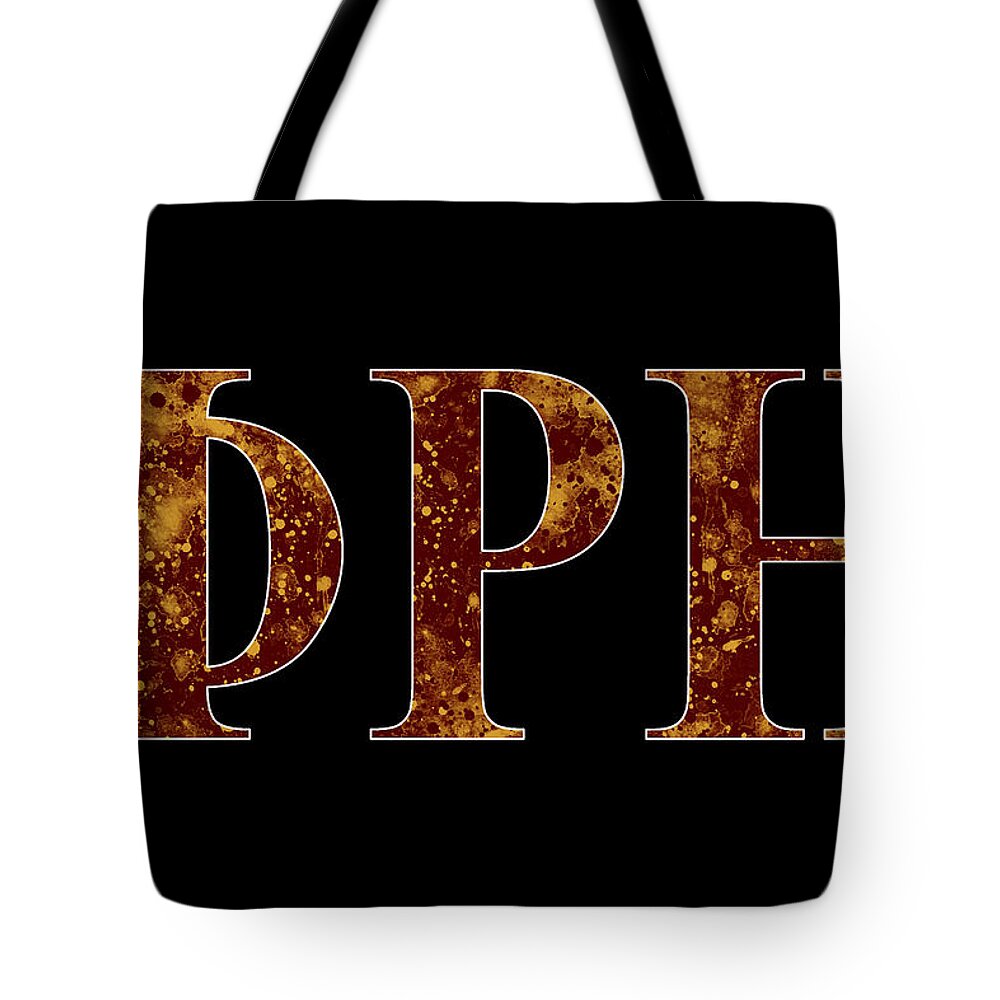 Phi Rho Eta Tote Bag featuring the digital art Phi Rho Eta - Black by Stephen Younts