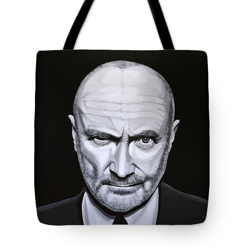 Phil Collins Tote Bag featuring the painting Phil Collins by Paul Meijering