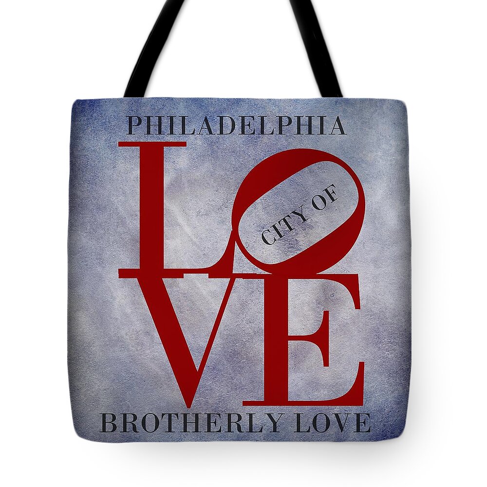 Philadelphia Tote Bag featuring the digital art Philadelphia City of Brotherly Love by Movie Poster Prints