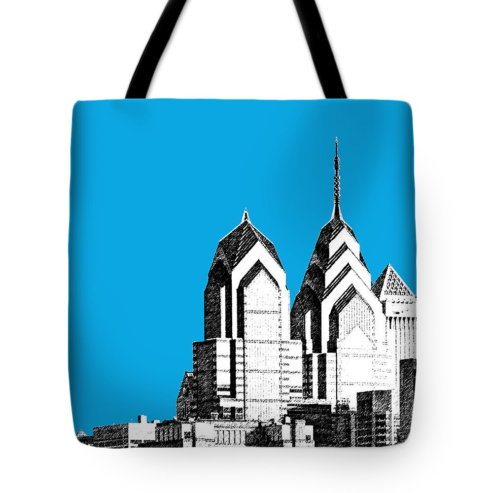 Architecture Tote Bag featuring the digital art Philadelphia Skyline Liberty Place 1 - Ice Blue by DB Artist