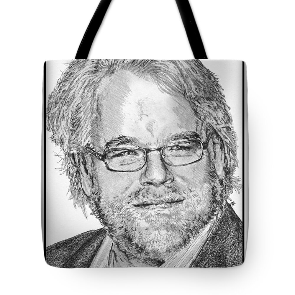 Mccombie Tote Bag featuring the drawing Philip Seymour Hoffman in 2006 by J McCombie