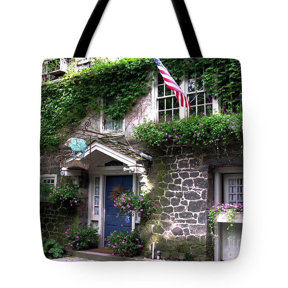 Phillips Mill Restaurant Tote Bag featuring the photograph Phillips Mill New Hope by Jacqueline M Lewis