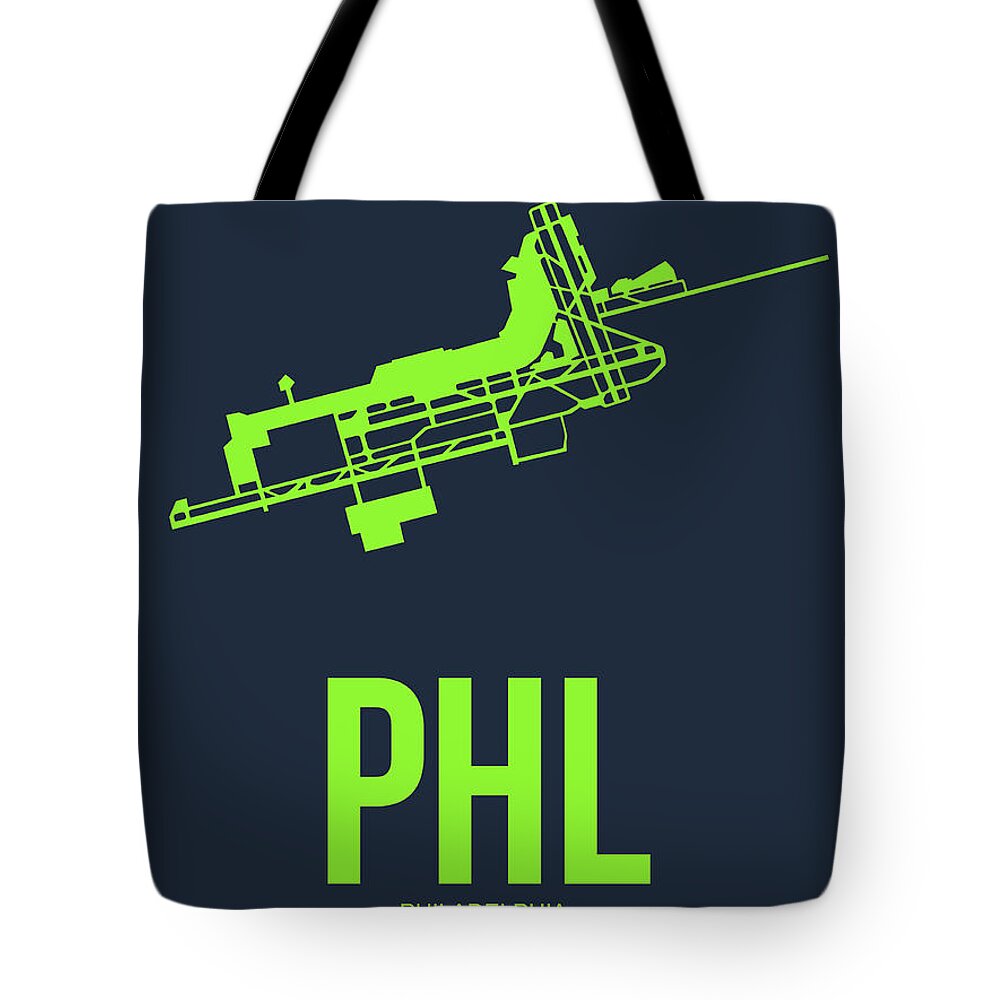 Philadelphia Tote Bag featuring the digital art PHL Philadelphia Airport Poster 3 by Naxart Studio