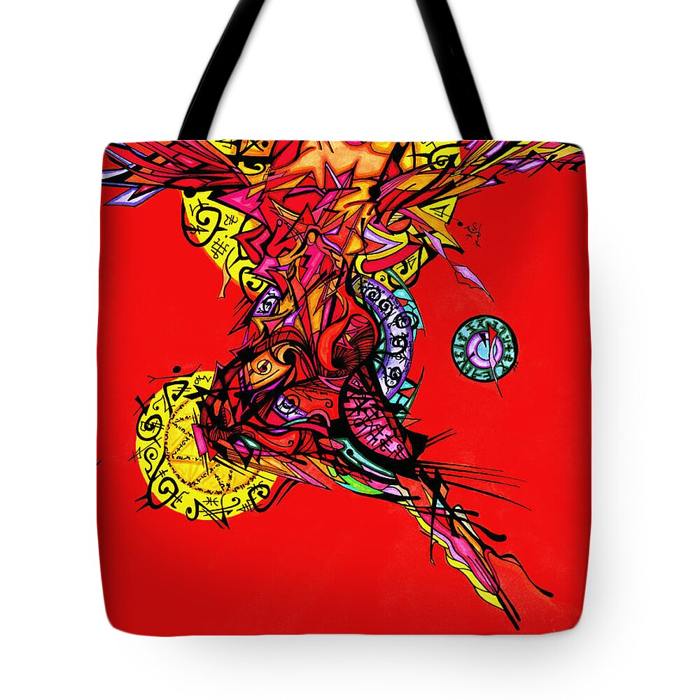 Phoenix Woman Tote Bag featuring the drawing Phoenix Woman by Joey Gonzalez