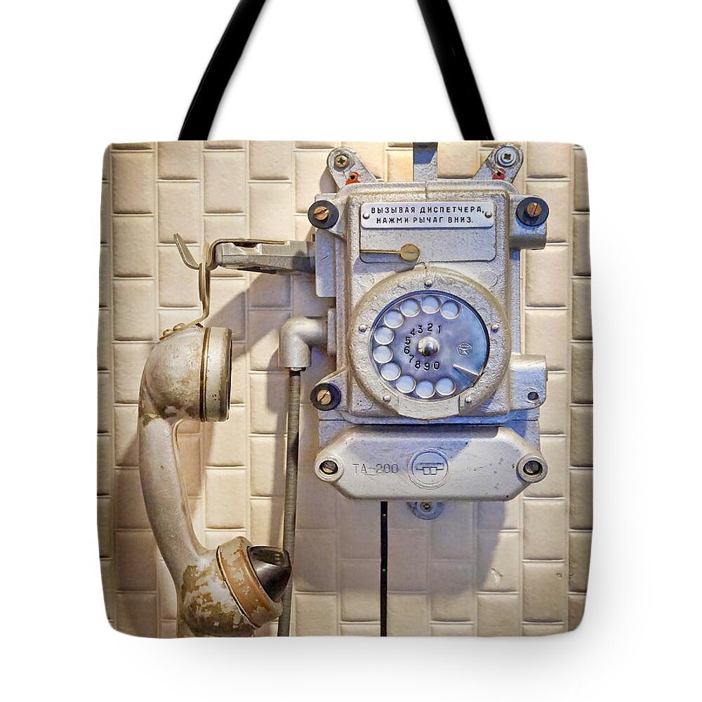 Baltic Tote Bag featuring the photograph Phone KGB Surveillance Room by Martin Konopacki