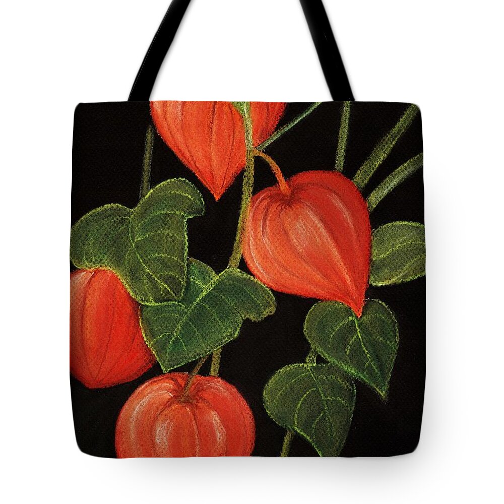 Plant Tote Bag featuring the painting Physalis by Anastasiya Malakhova