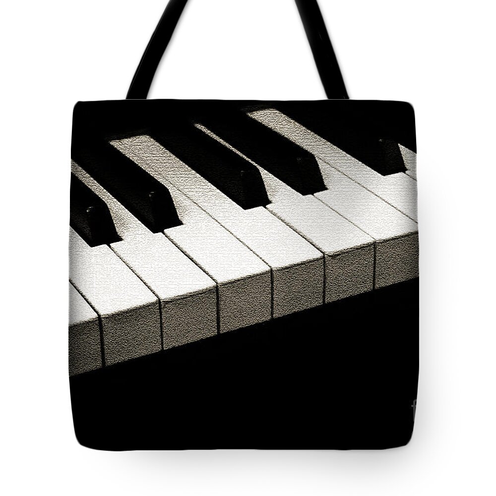 Piano Tote Bag featuring the photograph Piano Keys Coffee Tone by Andee Design