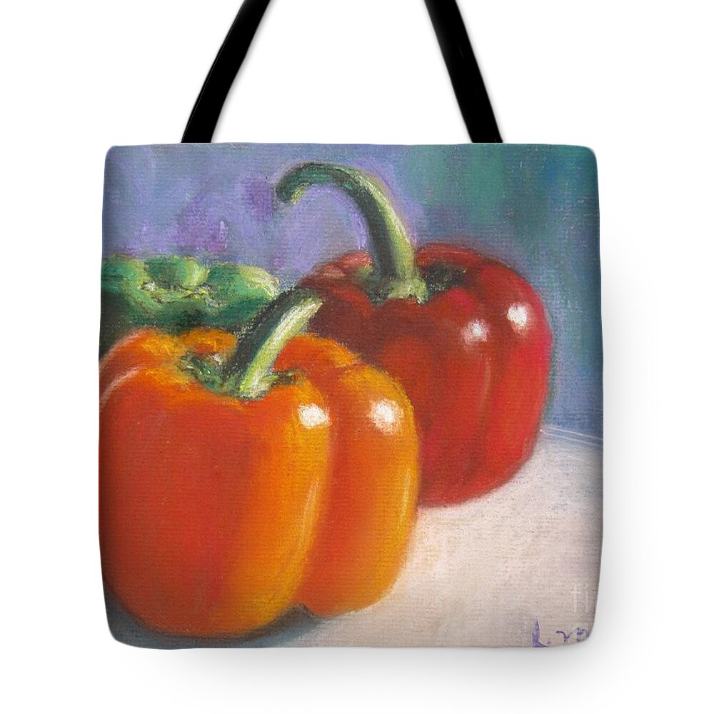 Pepper Tote Bag featuring the pastel Pick a Pepper by Laurie Morgan