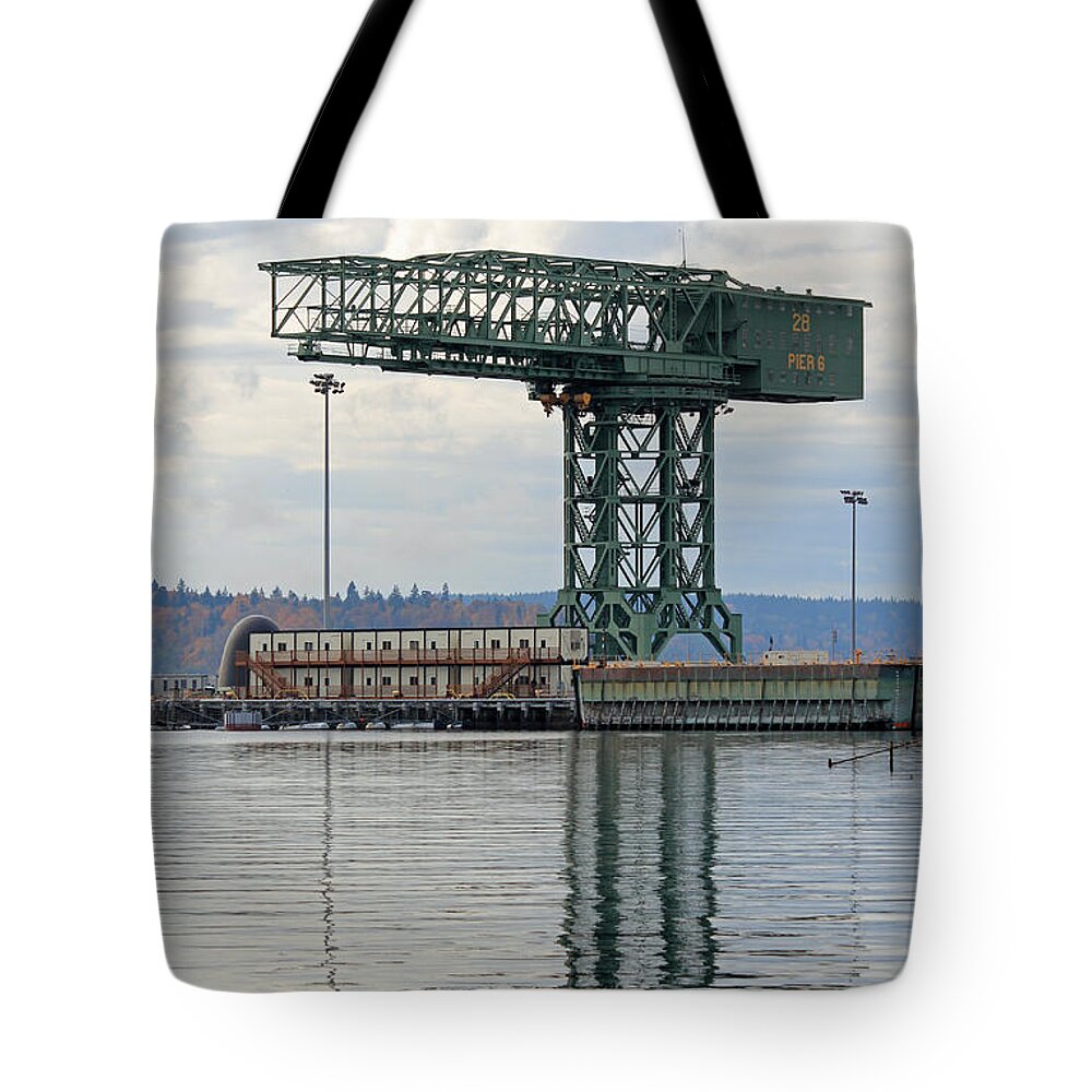 Fall Colors Tote Bag featuring the photograph Pier 6 - Crane 28 by E Faithe Lester