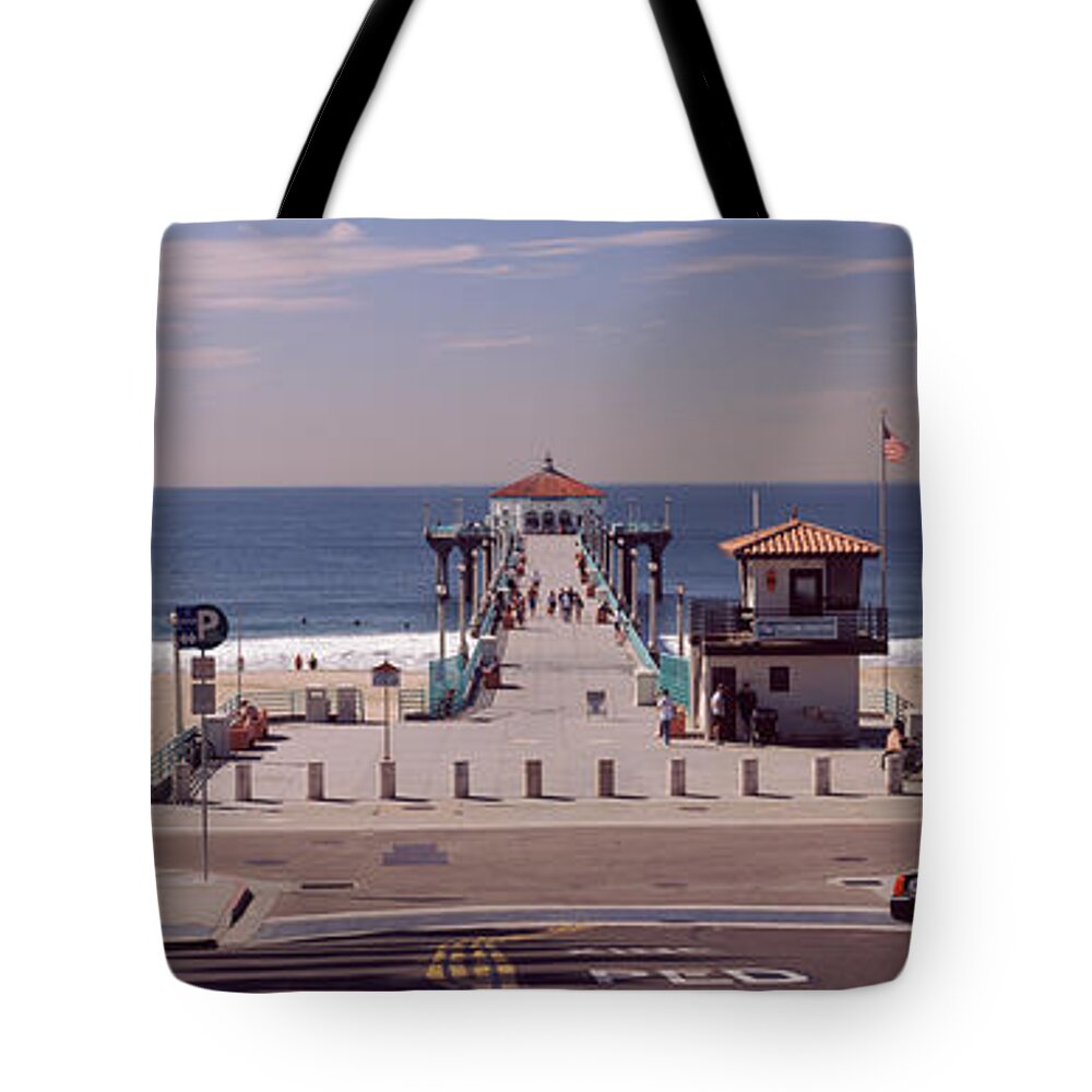Photography Tote Bag featuring the photograph Pier Over An Ocean, Manhattan Beach by Panoramic Images