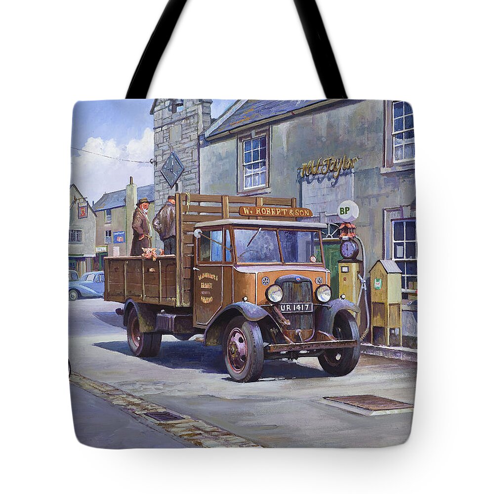 Bedford Tote Bag featuring the painting Piggy goes to market by Mike Jeffries
