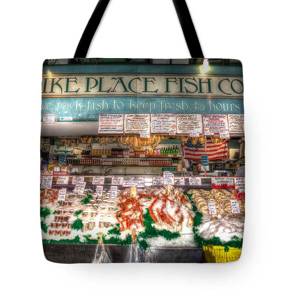 Fish Tote Bag featuring the photograph Pike Place Fish Company II by Spencer McDonald