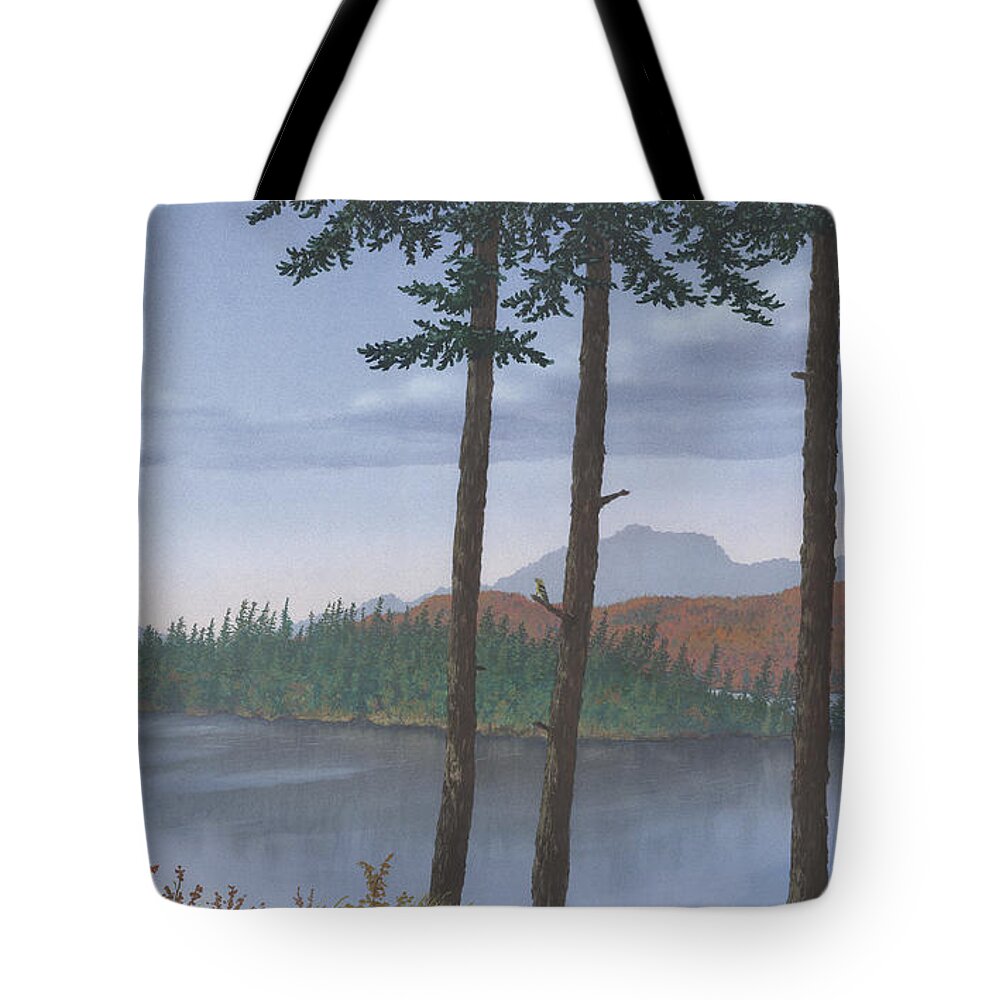 Lake Tote Bag featuring the painting Pine Island by Peter Rashford