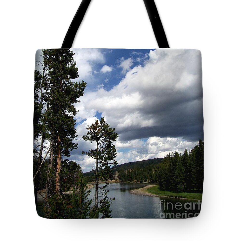 Pine Tote Bag featuring the photograph Pine on the Yellowstone River by Charles Robinson
