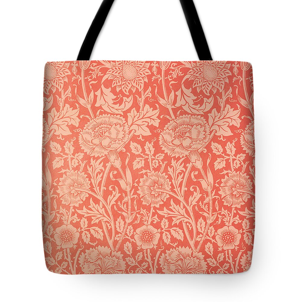 Pattern Tote Bag featuring the tapestry - textile Pink and Rose Wallpaper design by William Morris