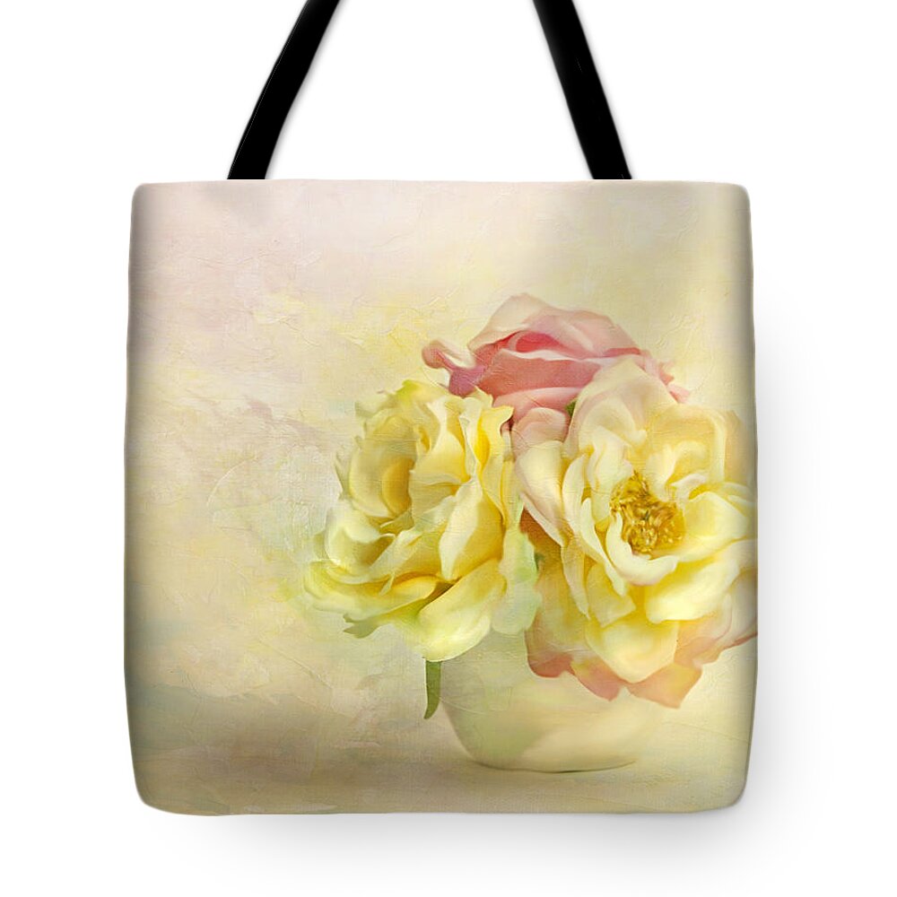Floral Tote Bag featuring the photograph Pink And Yellow Roses by Theresa Tahara