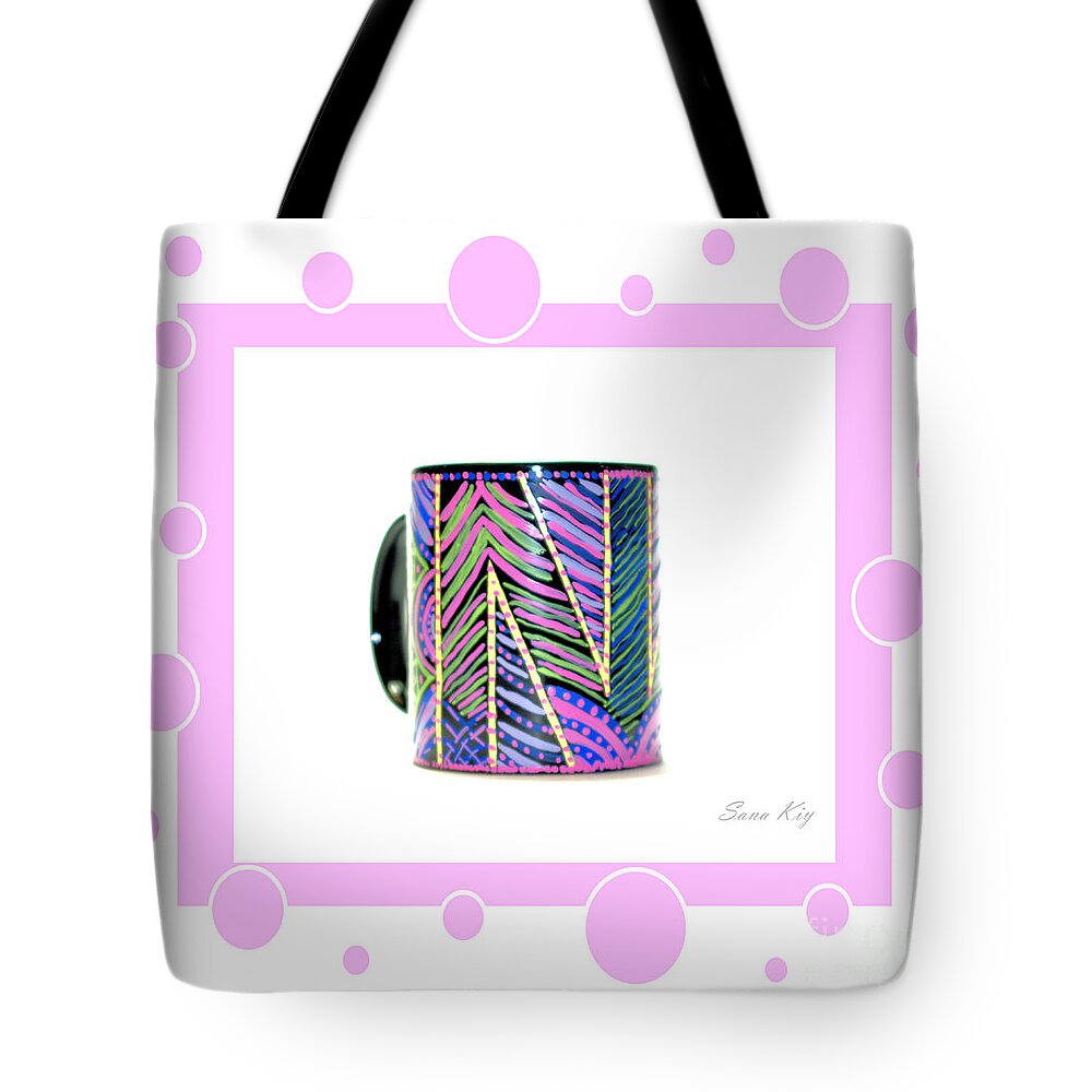 Cup Tote Bag featuring the glass art Pink Card by Oksana Semenchenko