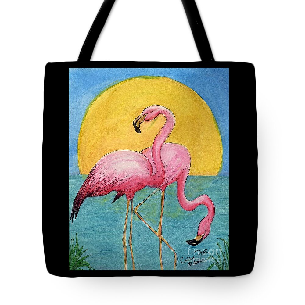 Niende landmænd taktik Pink Flamingo Sunset Tropical Bird Art Cathy Peek Tote Bag for Sale by  Cathy Peek