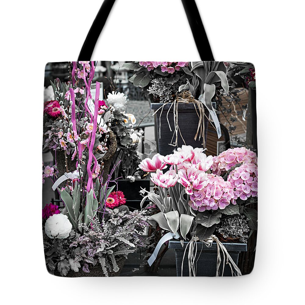 Flower Tote Bag featuring the photograph Pink flower arrangements by Elena Elisseeva