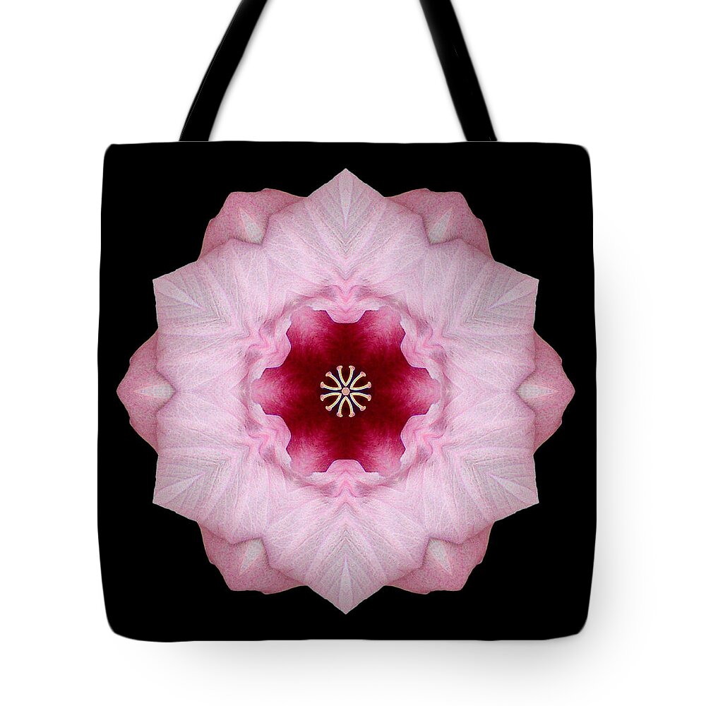 Flower Tote Bag featuring the photograph Pink Hibiscus I Flower Mandala by David J Bookbinder