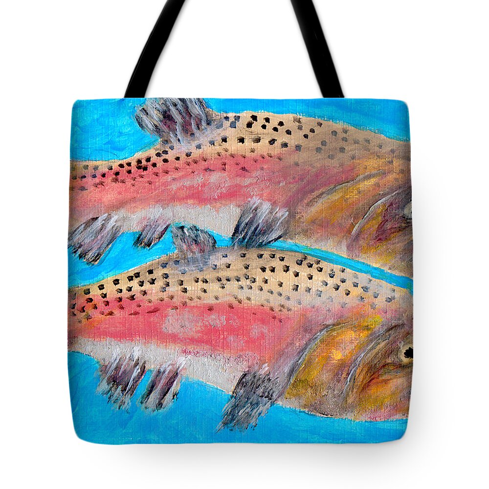 Salmon Tote Bag featuring the painting Pink Male Salmon by Carol Eliassen