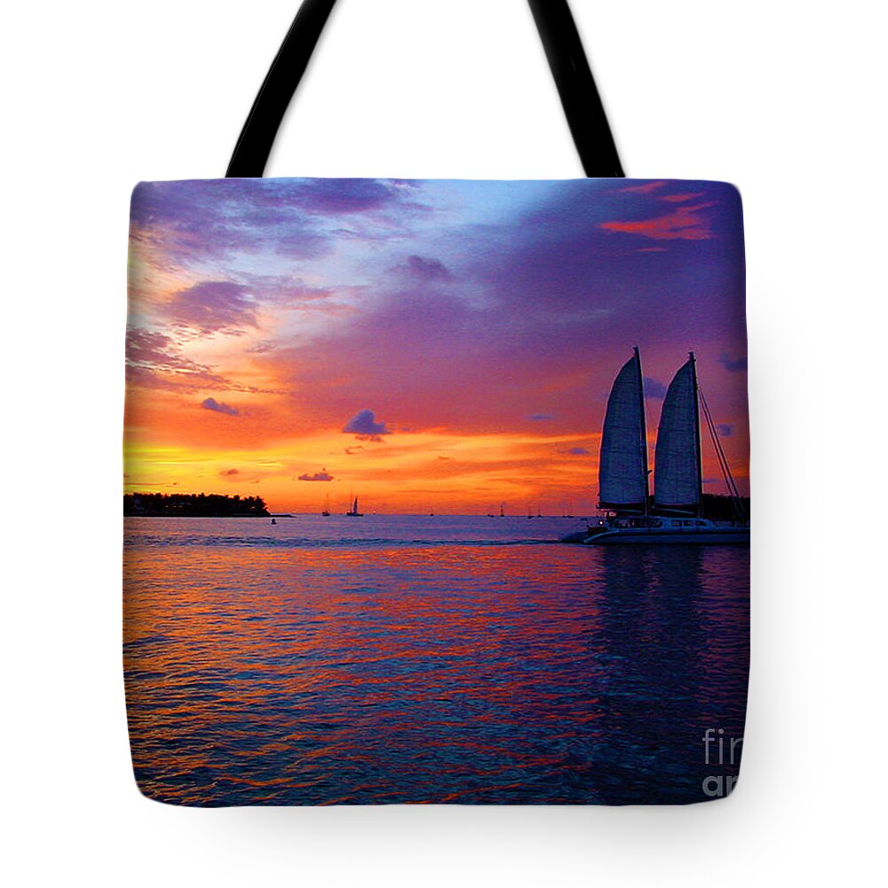 Pink Sunset Tote Bag featuring the photograph Pink Sunset in Key West Florida by Susanne Van Hulst