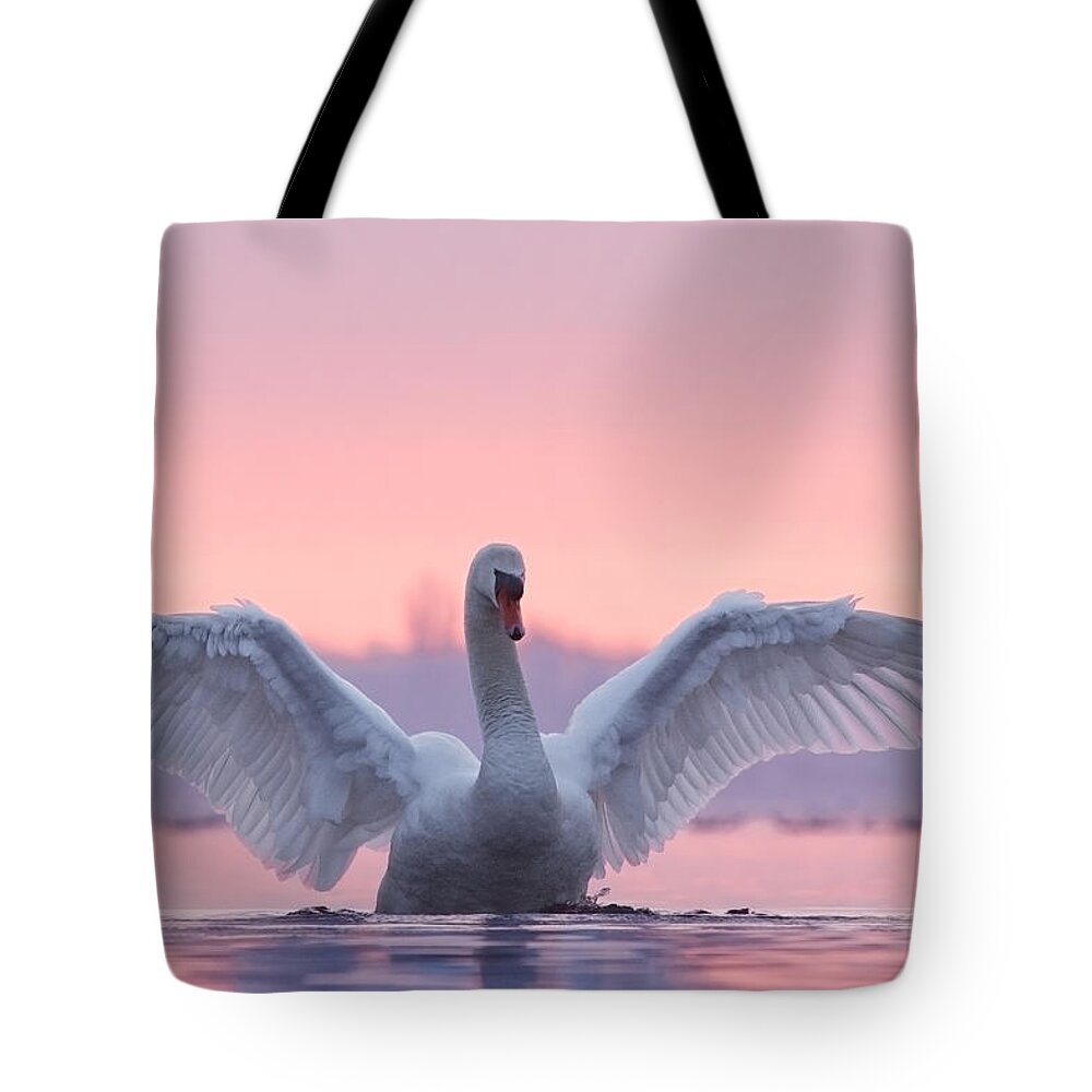 Mute Swan Tote Bag featuring the photograph Pink Swan by Roeselien Raimond