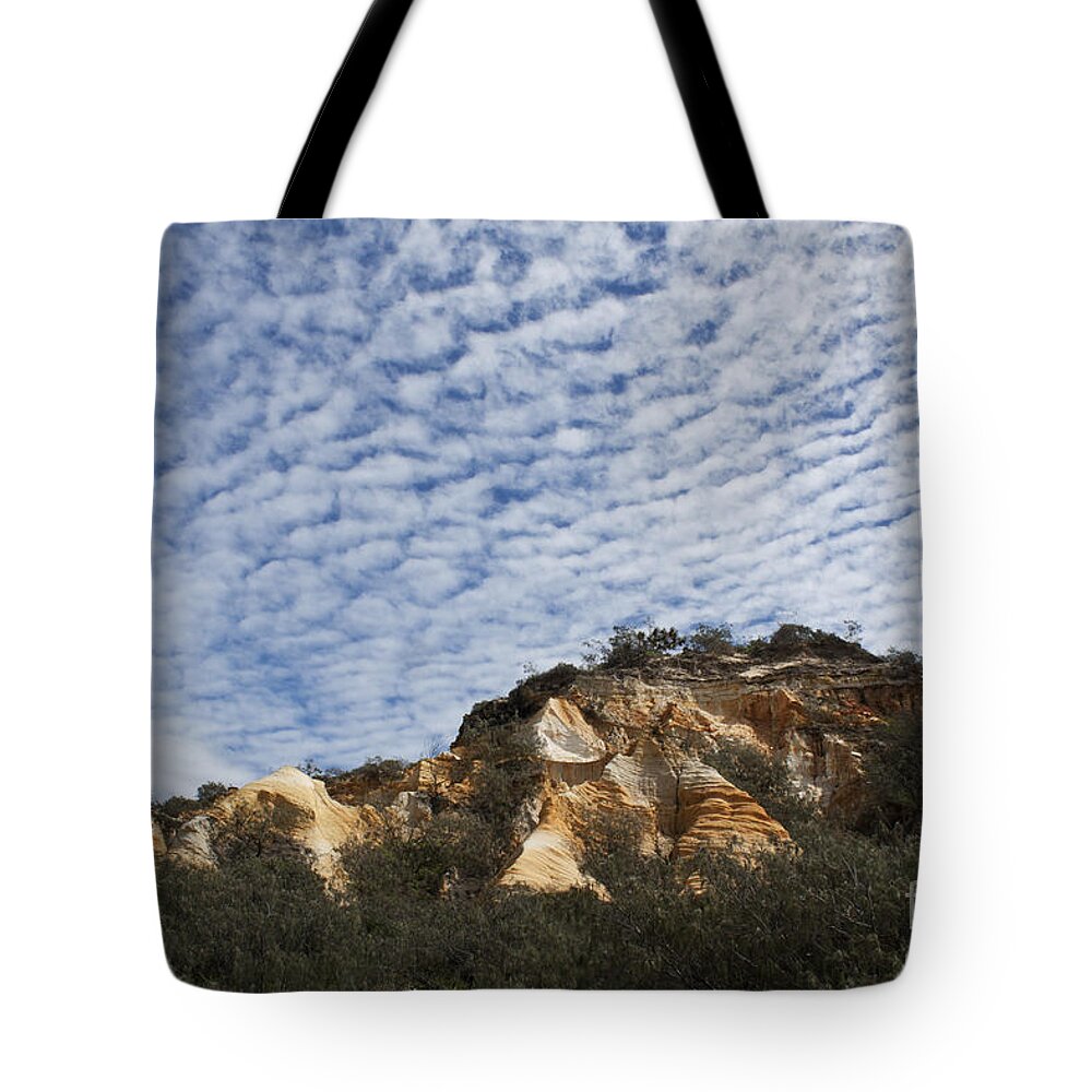 Sand Tote Bag featuring the photograph Pinnacles of Fraser Island by Linda Lees