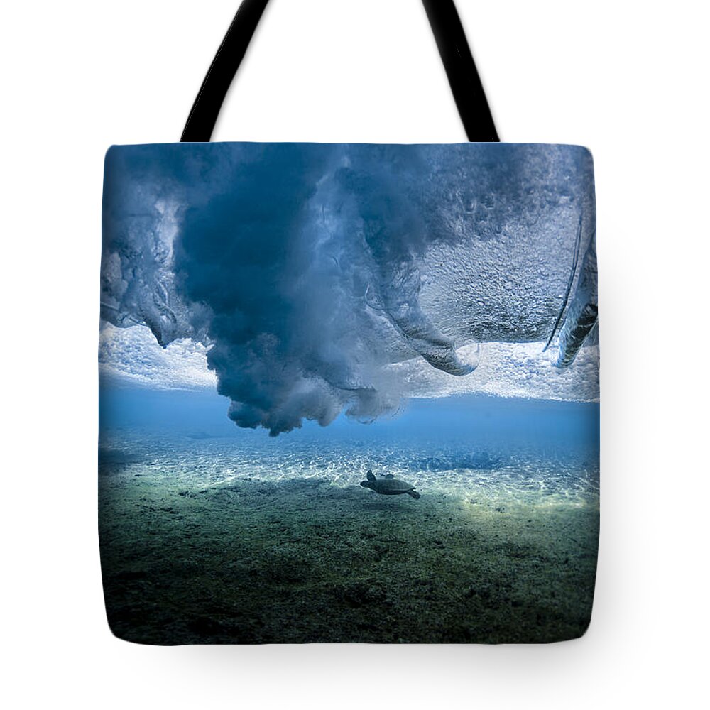 Sea Tote Bag featuring the photograph Turtle Turbulence by Sean Davey