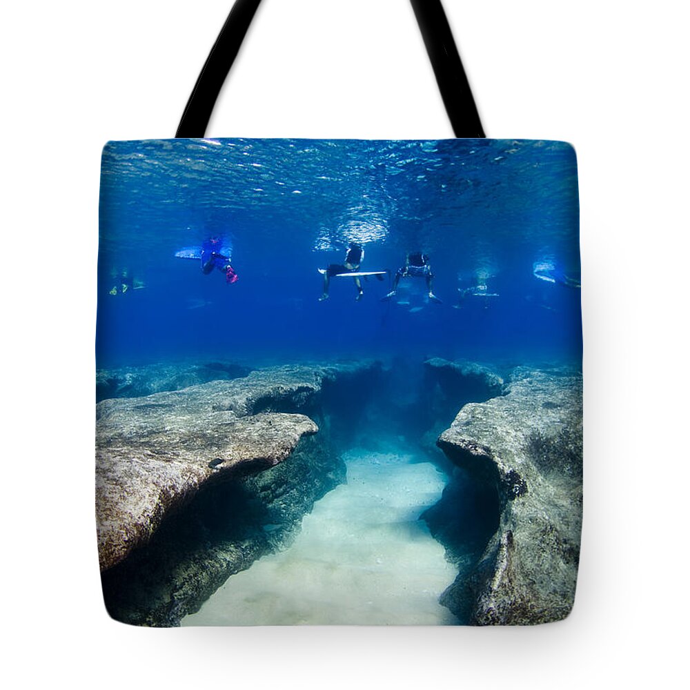 Surf Tote Bag featuring the photograph Pipeline's Hungry Reef by Sean Davey