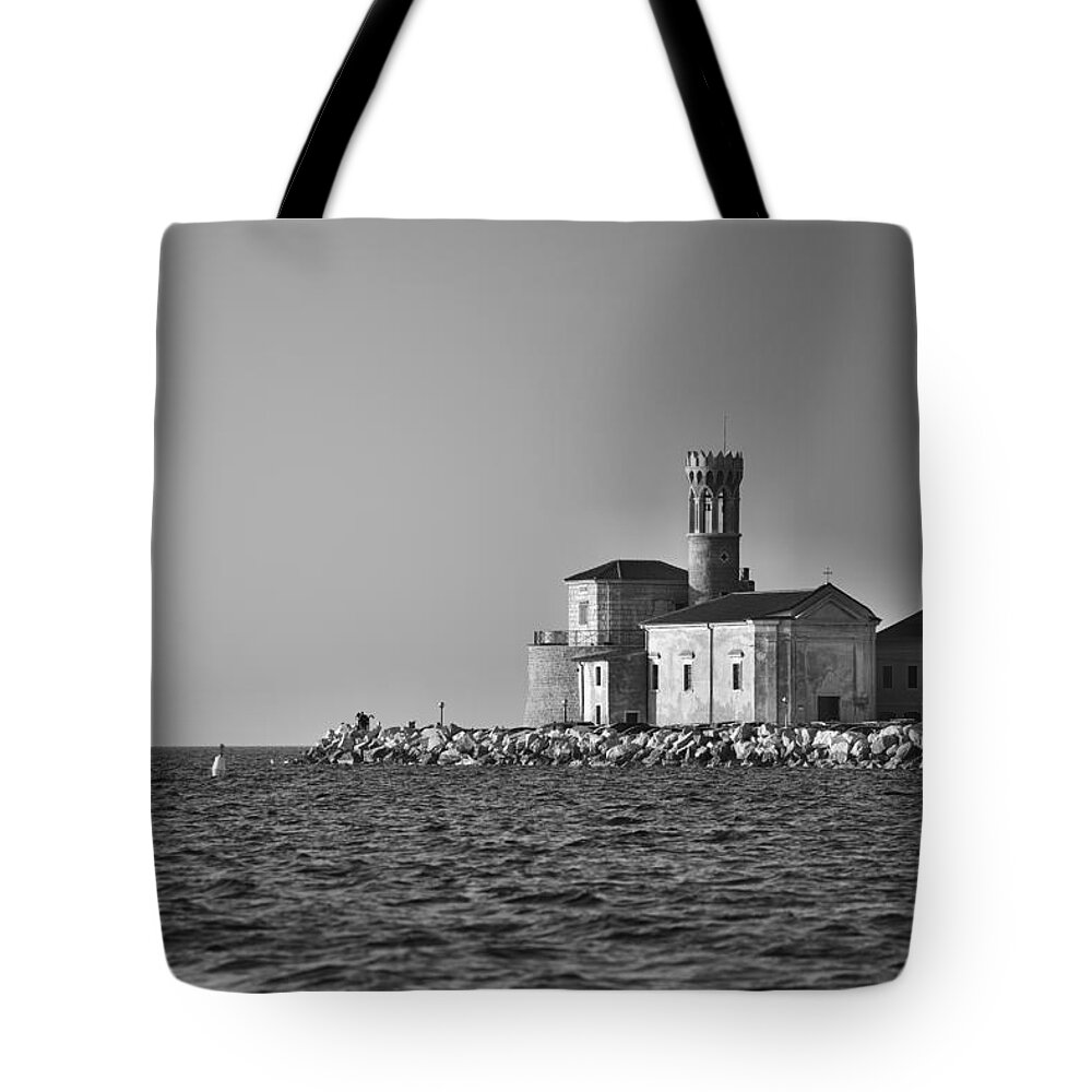 Sea Tote Bag featuring the photograph Piran bw by Ivan Slosar
